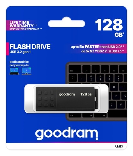 Image of Pendrive USB-A 3.2 Gen 1, Goodram UME3 128 GB, 60MB/s, czarny