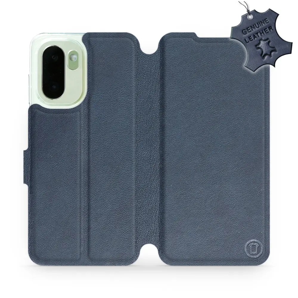 Etui z naturalnej skóry do OnePlus 15R, Mobiwear Leather, granatowe