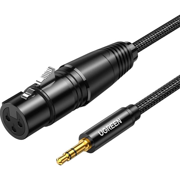 Image of Kabel Ugreen audio XLR (żeński) - 3,5 mm mini jack (męski), 1 m, czarny