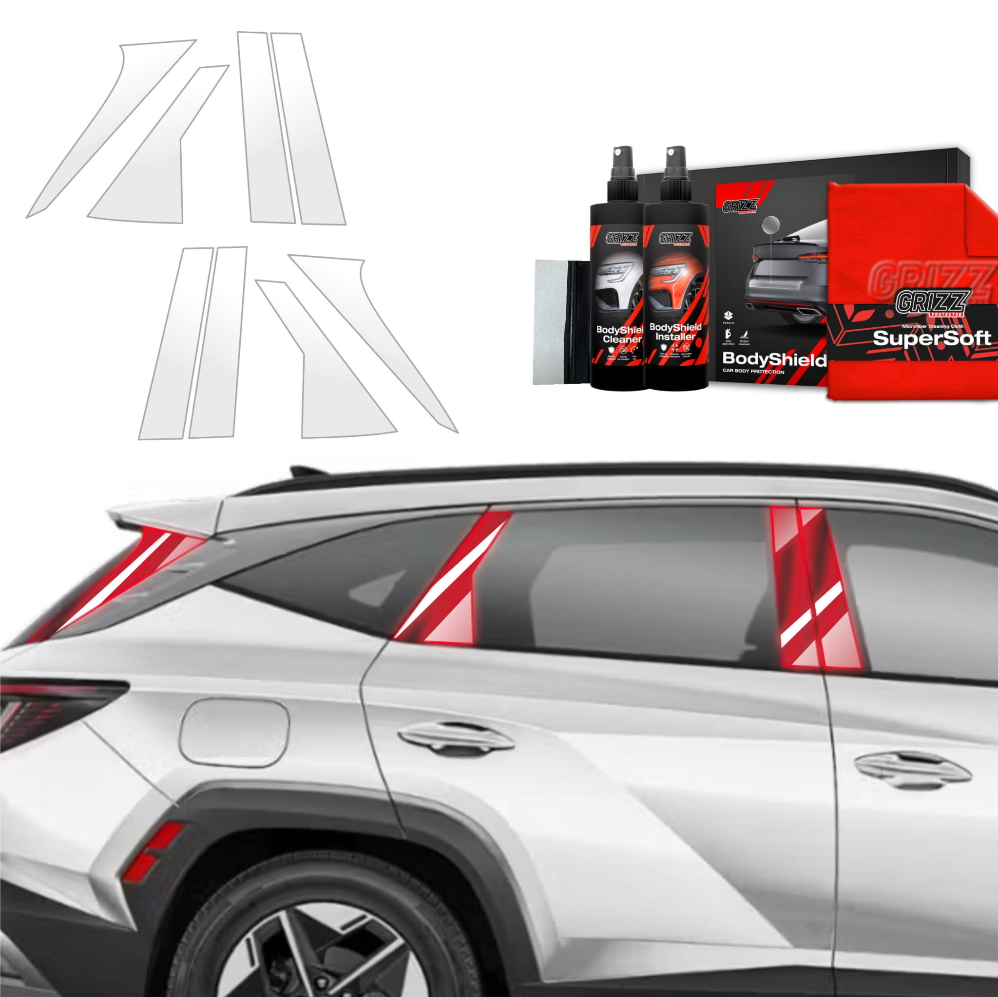 8w1 Folia ochronna Grizz Protector na słupki do Hyundai Tucson Facelift (2024-2026)