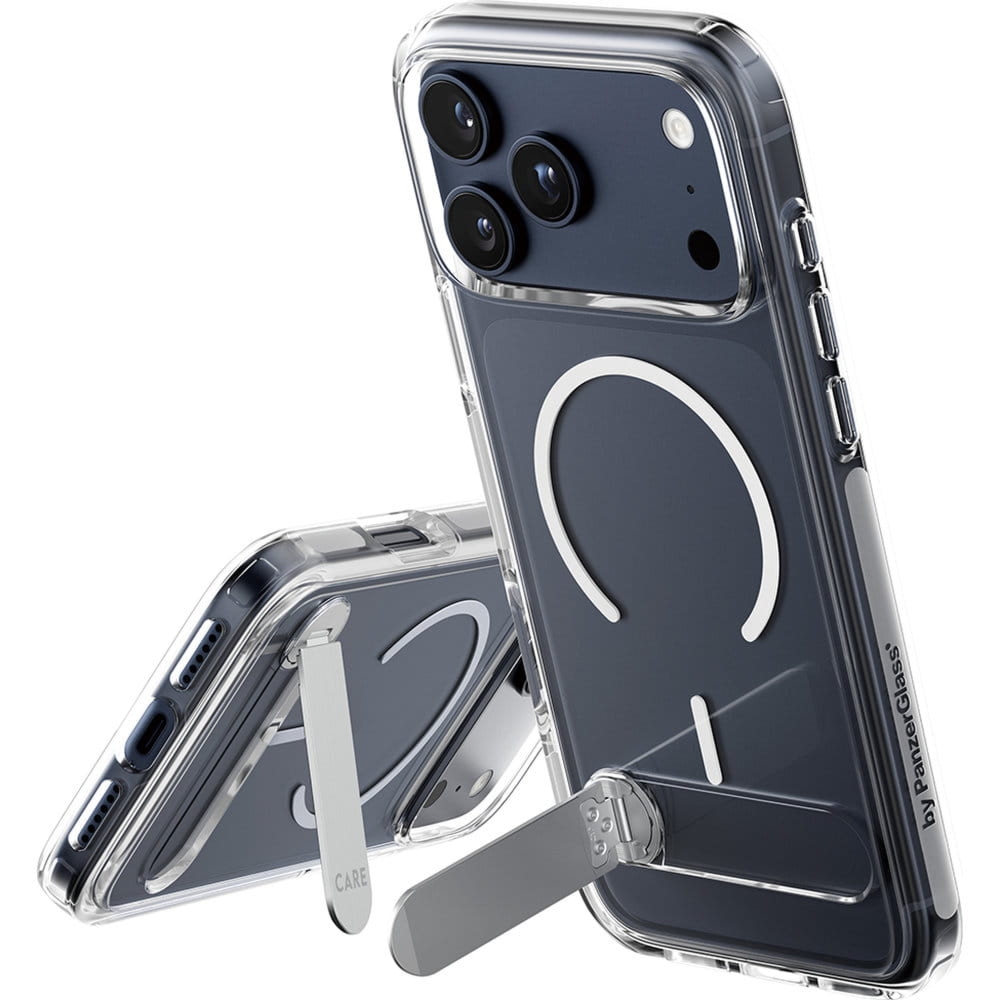 Etui CARE by PanzerGlass Kickstand Case do MagSafe do iPhone 17 Pro Max, przezroczysto-białe