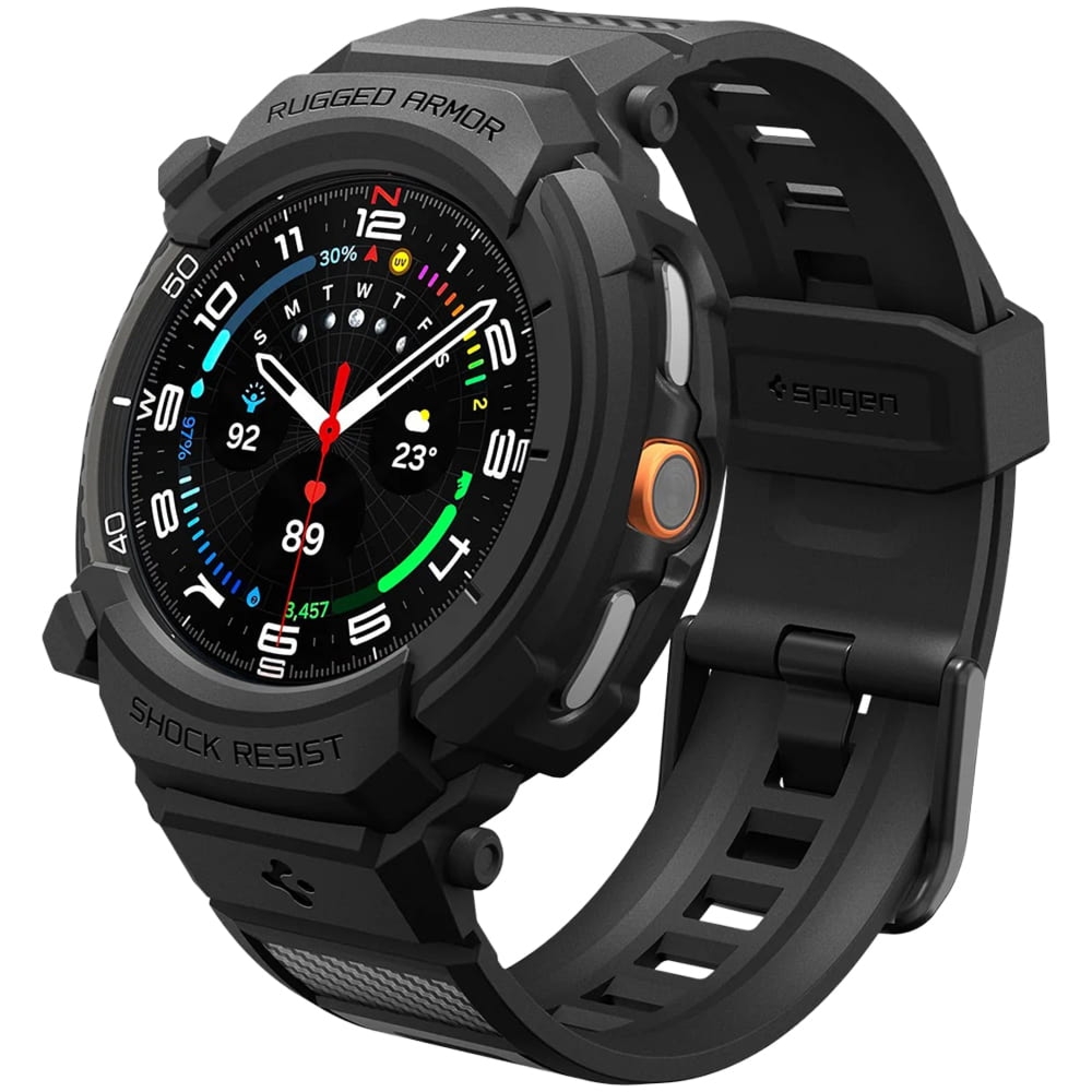 Etui z paskiem Spigen Rugged Armor Pro do Galaxy Watch 8 Classic 46mm, czarne