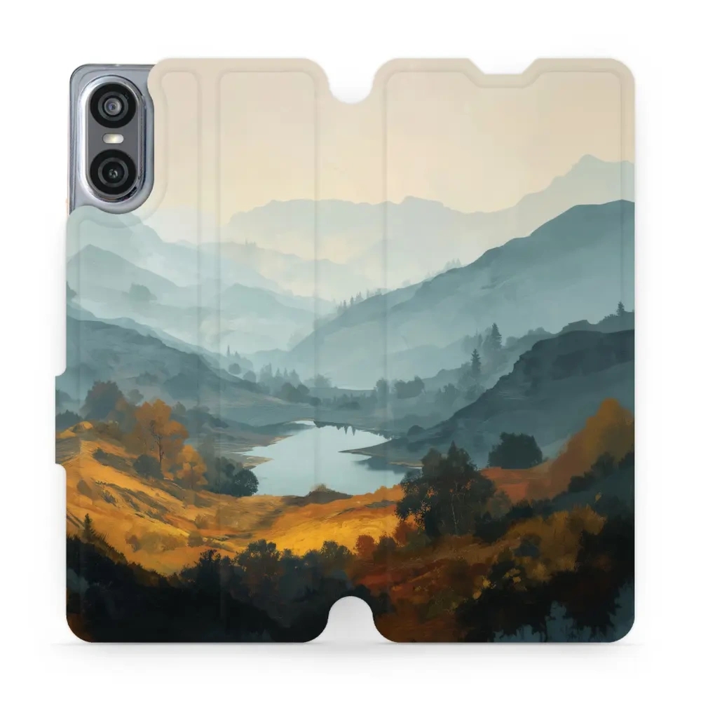 Etui z klapką do Sony Xperia 10 VI, Mobiwear Book, jezioro w dolinie
