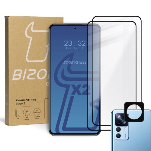 Image of 2x Szkło + szybka na aparat BIZON Edge 2 do Xiaomi 12T Pro