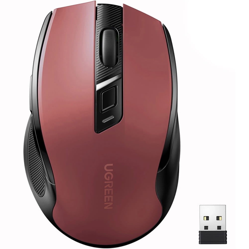 Myszka bezprzewodowa Ugreen MU006, Bluetooth 5.0, 2.4GHz USB-A, 4K DPI, bordowa