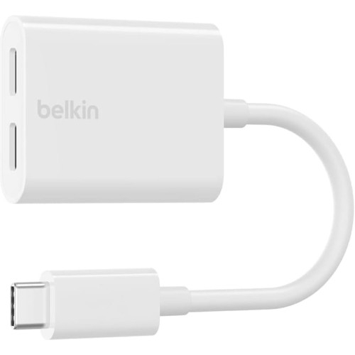 Image of OUTLET: Adapter Belkin RockStar USB-C Audio + USB-C Charge 60W, biały