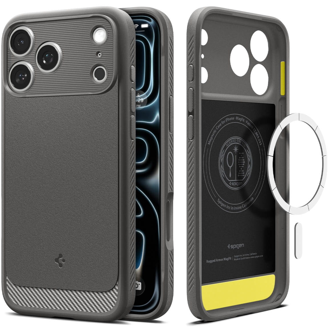 Etui Spigen Rugged Armor Mag do MagSafe do iPhone 17 Pro Max, szare