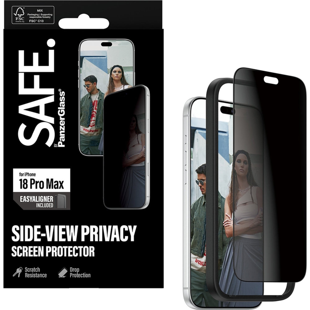 Szkło prywatyzujące z aplikatorem SAFE by PanzerGlass Ultra-Wide Fit Privacy + EasyAligner do iPhone 18 Pro Max