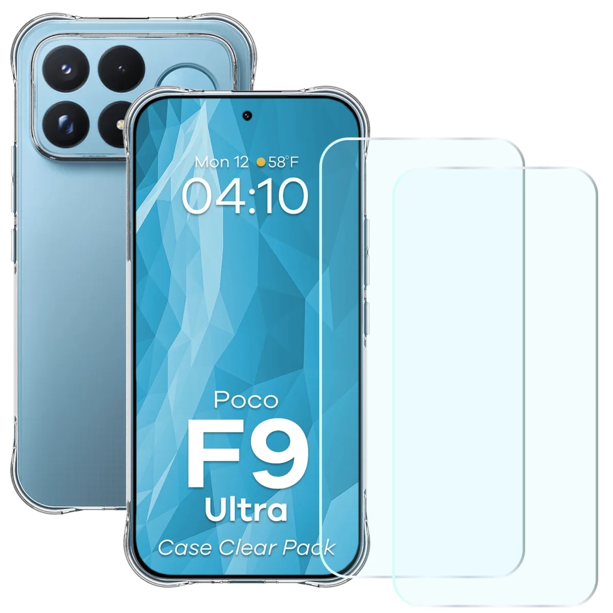 Elastyczne etui + 2x szkło hartowane Bizon Case Clear Pack do Xiaomi POCO F9 Ultra