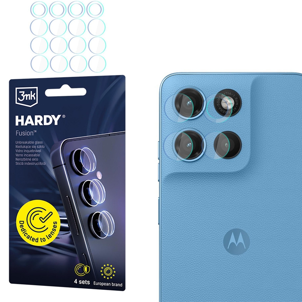 4x Szkło hybrydowe na soczewki aparatu, 3mk Hardy Fusion Lens Protection do Motorola Moto G17/G17 Power