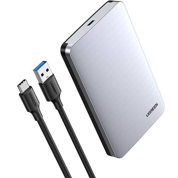 Image of OUTLET: Kieszeń na dysk HDD Ugreen obudowa dysku SATA 2,5'' 3.0 (6 Gbps) + kabel USB-A - USB-C 0,5m, szary