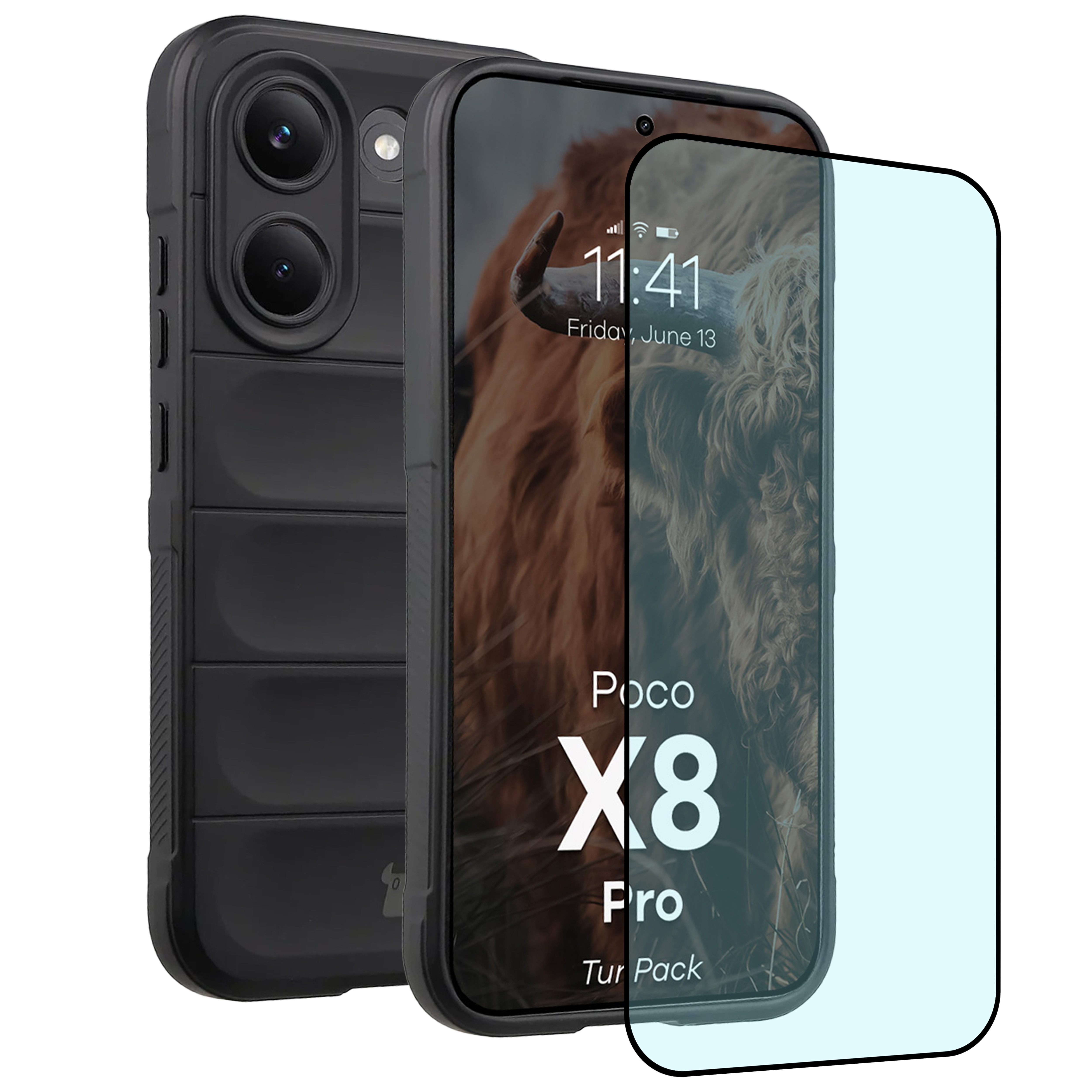 Pancerne etui + szkło hartowane Bizon Tur Pack do Xiaomi POCO X8 Pro, czarne