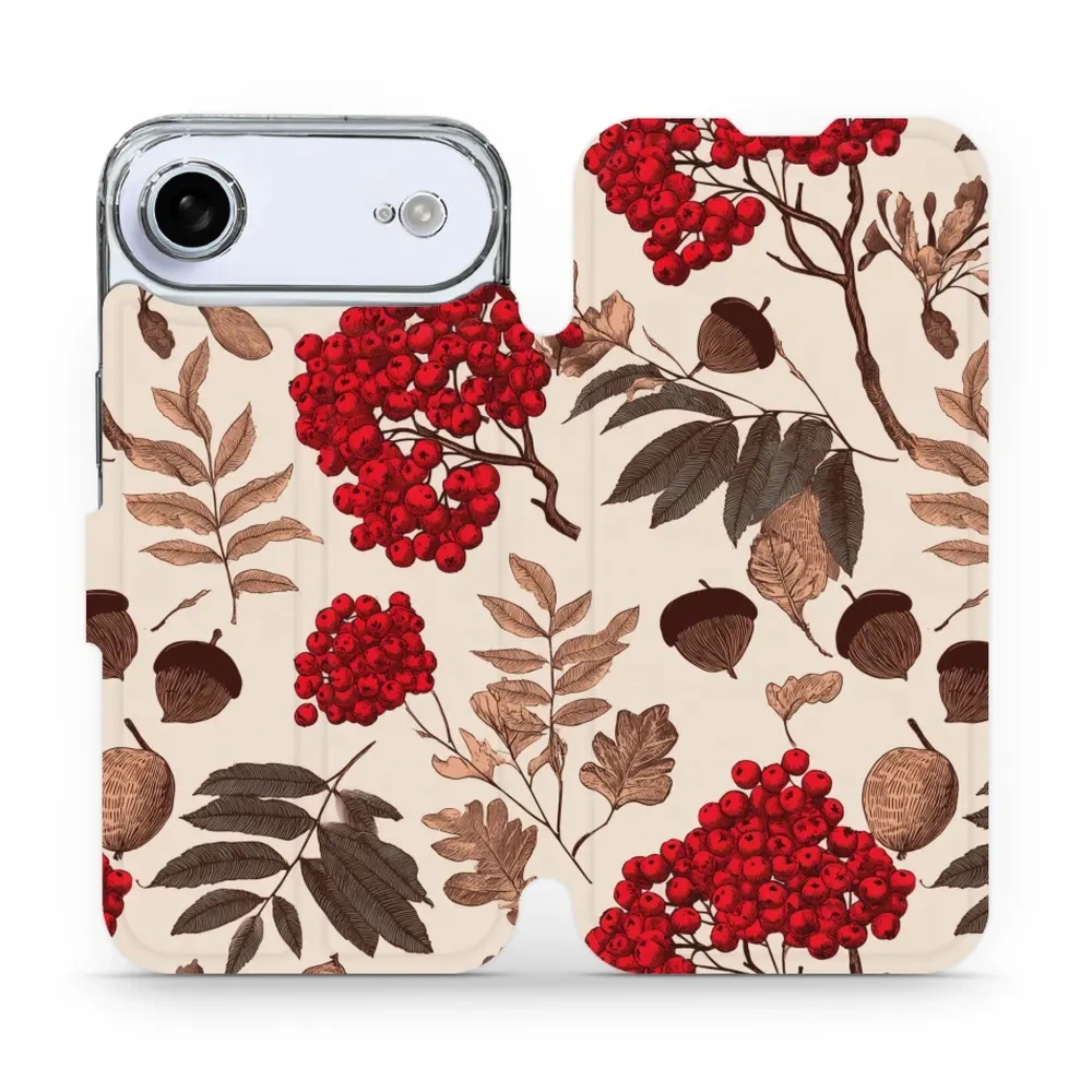 Etui z klapką do iPhone Air, Mobiwear Book, jarzębina na ecru