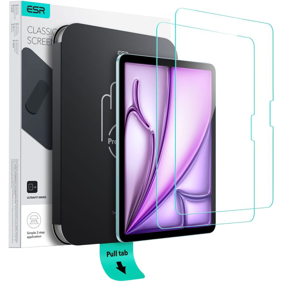 Image of Szkło hartowane z ramką pozycjonującą ESR UltraFit Tempered Glass do iPad Air 11" 7 / 6 gen. 2025 / 2024, 2 sztuki