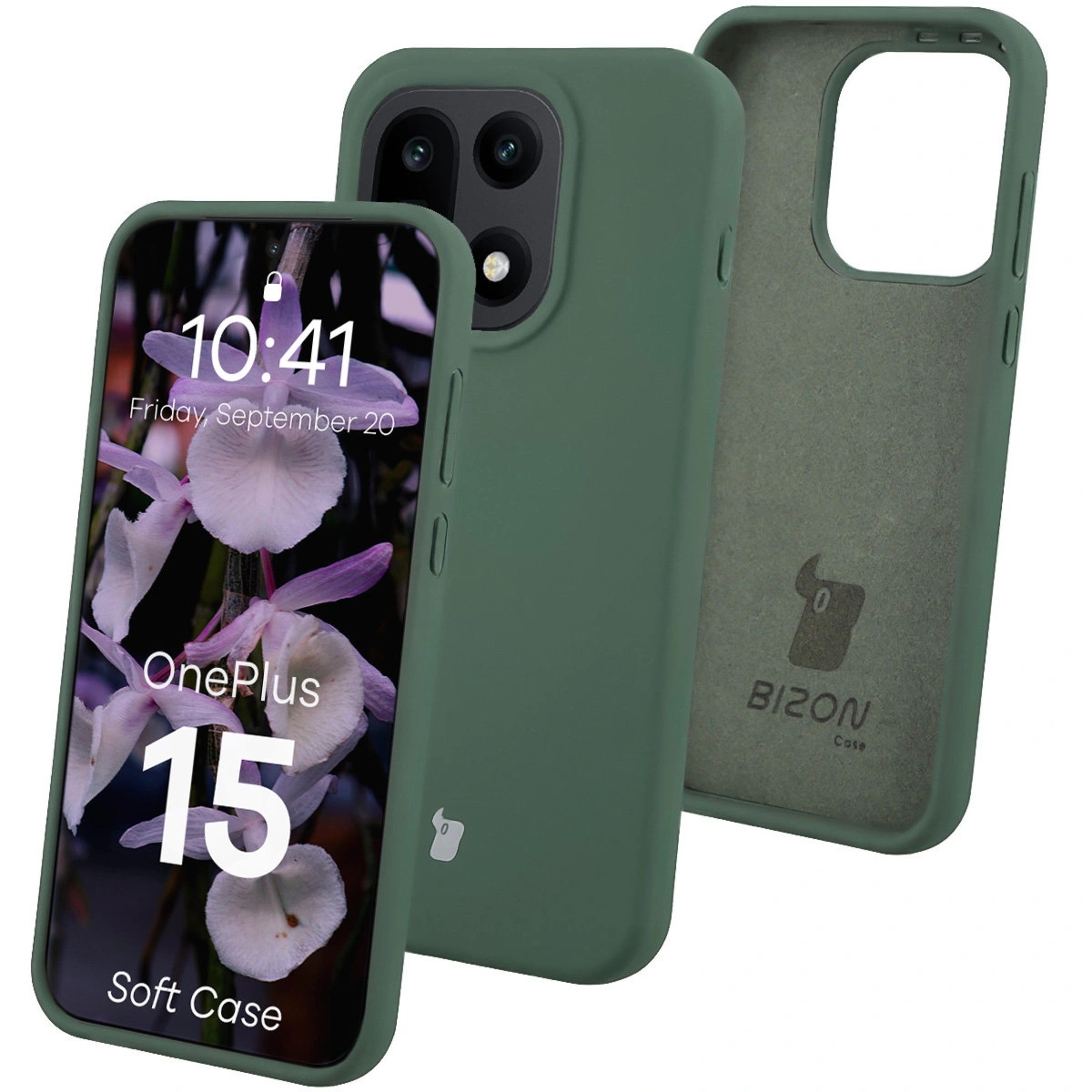 Silikonowe etui Bizon Soft Case do OnePlus 15, ciemnozielone