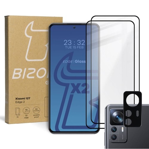 Image of 2x Szkło + szybka na aparat BIZON Edge 2 do Xiaomi 12T