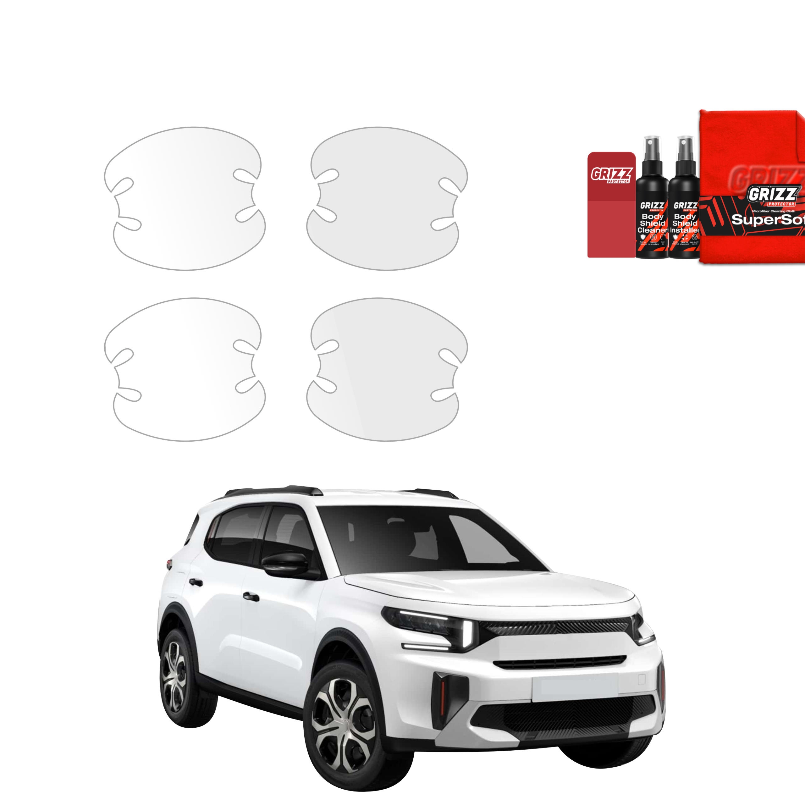 4w1 Bezbarwna folia ochronna Grizz Protector pod klamki Citroen C3 Aircross (2025-2026)