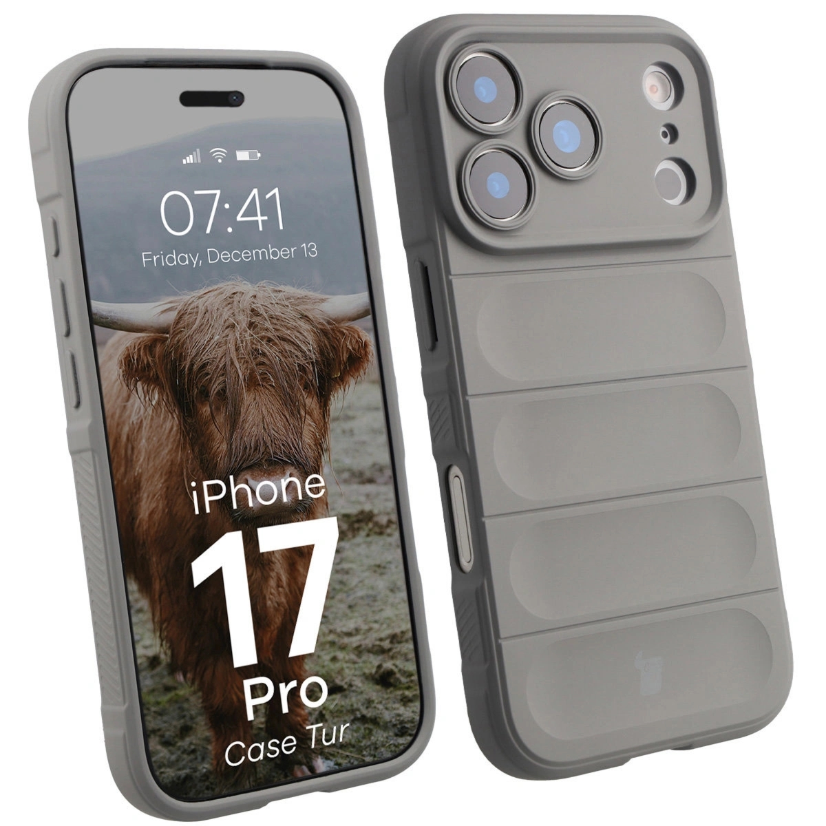 Pancerne etui Bizon Case Tur do iPhone 17 Pro, jasnoszare