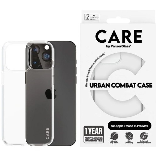 Image of Etui CARE by PanzerGlass Urban Combat Case do iPhone 15 Pro Max, przezroczyste