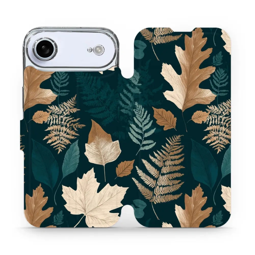 Etui z klapką do iPhone Air, Mobiwear Book, zielnik z liści i paproci