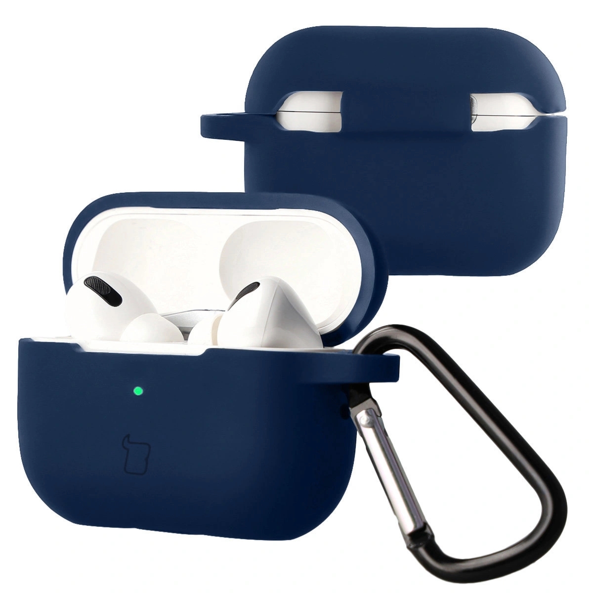 Silikonowe etui z karabińczykiem Bizon Case Headphone Silicone do Airpods Pro 2, granatowe