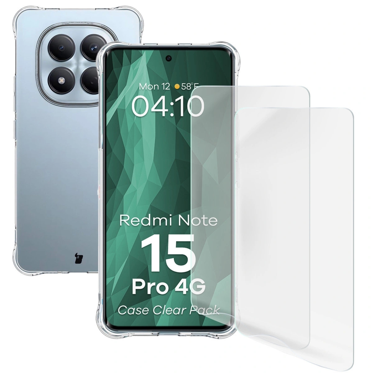 Elastyczne etui + 2x folia na ekran Bizon Case Clear Pack do Xiaomi Redmi Note 15 Pro 4G