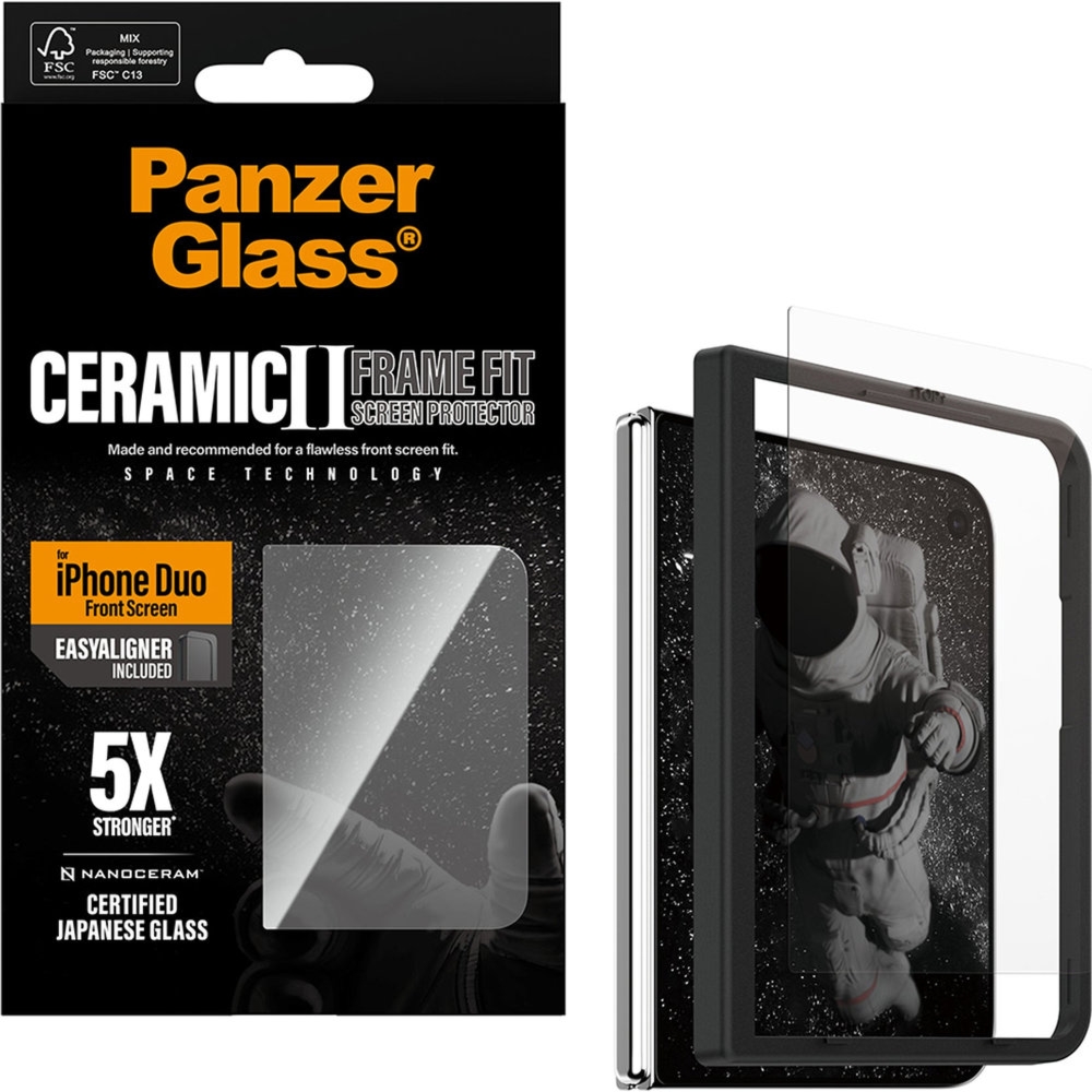Szkło hartowane z aplikatorem PanzerGlass Ceramic Ultra-Wide Fit + Easy Aligner do iPhone Duo