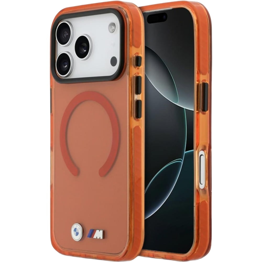 Etui BMW IML Print Shockproof do iPhone 17 Pro do MagSafe, pomarańczowe