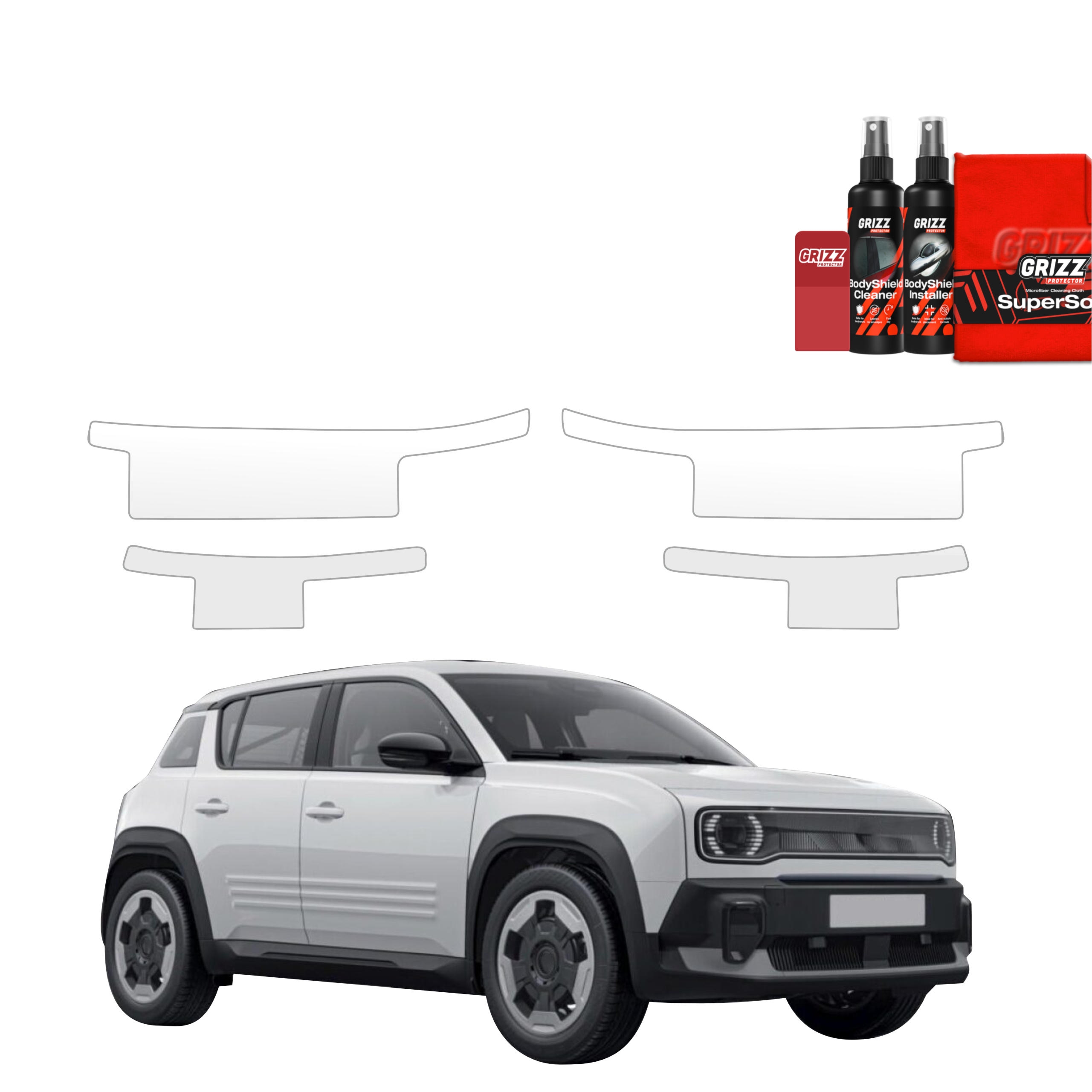 4w1 Bezbarwna folia ochronna Grizz Protector na progi Renault R4 (2025-2026)