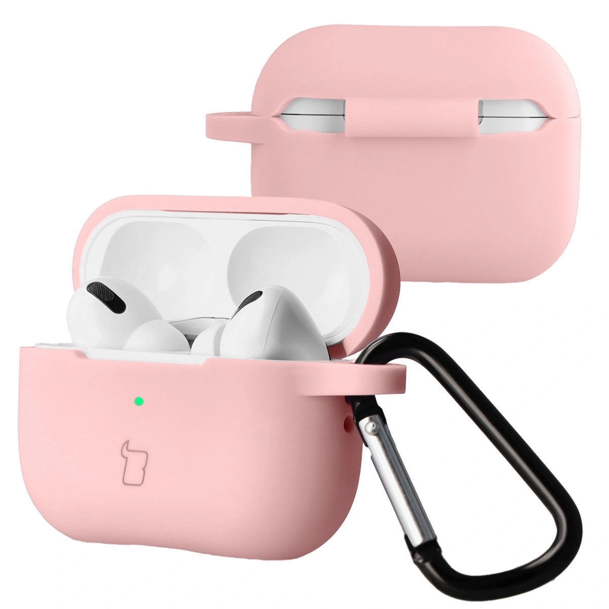 Silikonowe etui z karabińczykiem Bizon Case Headphone Silicone do Airpods Pro 2, jasnoróżowe