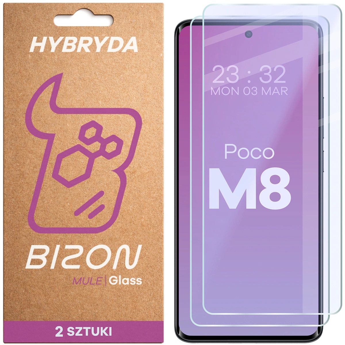 Elastyczne szkło hybrydowe Bizon Hybrid Mule Duo do Xiaomi POCO M8 5G, 2 sztuki