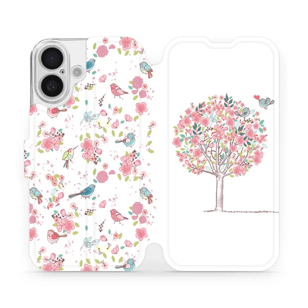 Etui z klapką do iPhone 16, Mobiwear Book, różowy gaj