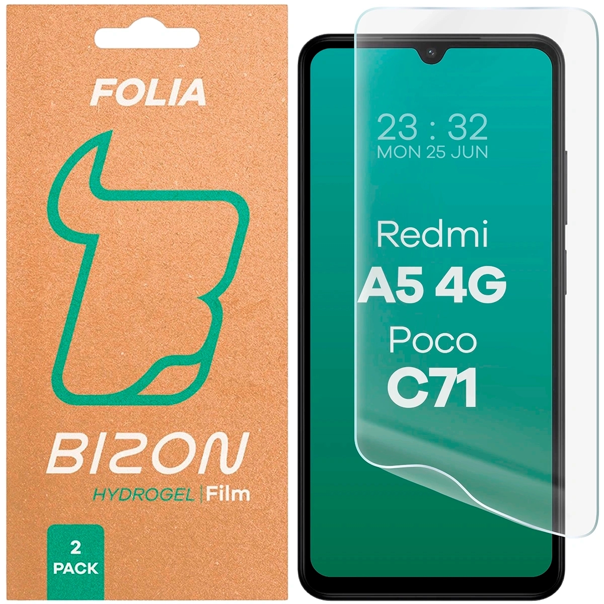 Image of Folia hydrożelowa na ekran Bizon Glass Hydrogel Front Duo do Xiaomi Redmi A5 4G / POCO C71 4G, 2 sztuki