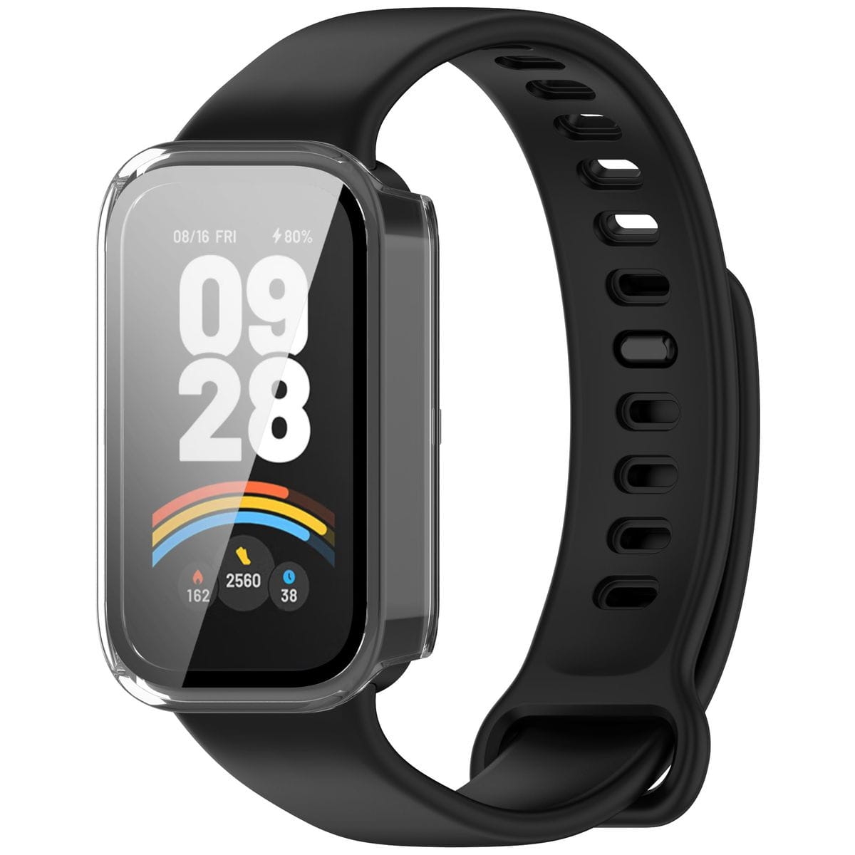 Image of Etui ze szkłem do zegarka Bizon Case+Glass Watch do Xiaomi Smart Band 9 Active / Redmi Band 3, przezroczyste