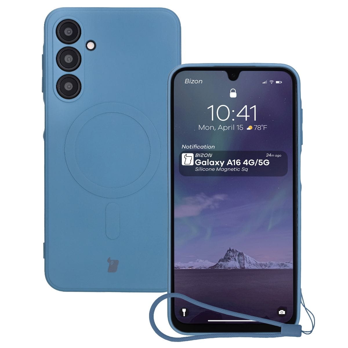 Image of Silikonowe etui z pierścieniem magnetycznym Bizon Case Silicone Magnetic Sq do Galaxy A16 4G / 5G, granatowe