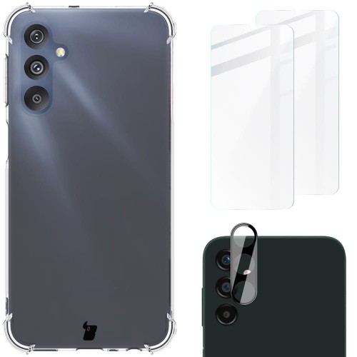 Image of Etui + 2x szkło + obiektyw Bizon Case Clear Pack do Samsung Galaxy M34 5G, przezroczyste