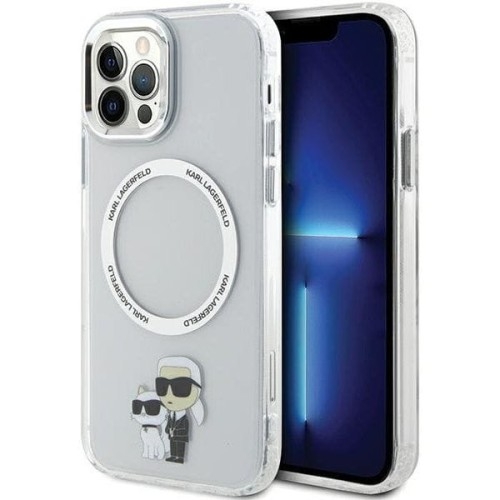 Image of Etui Karl Lagerfeld Hard Case Transparent Iconic Karl & Choupette MagSafe do iPhone 12 / 12 Pro, przezroczyste