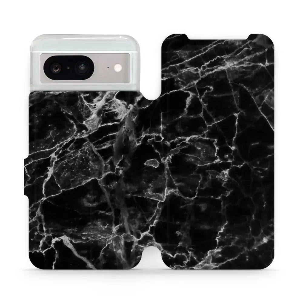Etui z klapką do Google Pixel 8, Mobiwear Book, czarny marmur