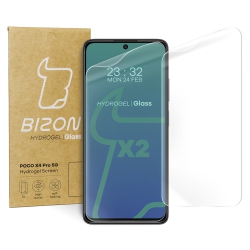 Image of Folia hydrożelowa na ekran Bizon Glass Hydrogel, Poco X4 Pro 5G, 2 sztuki