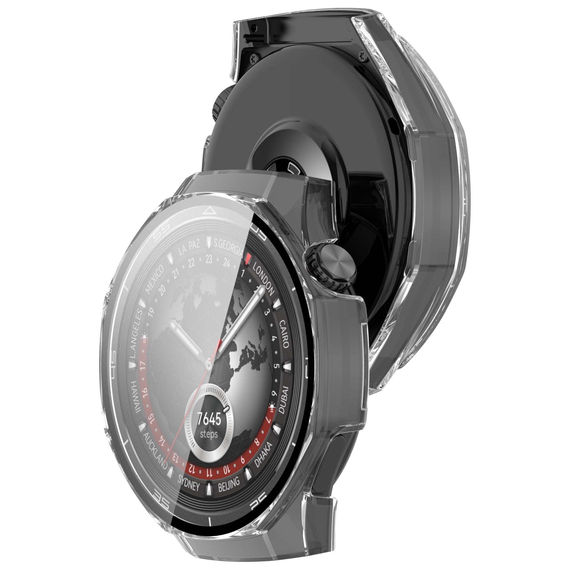 Etui ze szkłem do zegarka Bizon Case Watch Adamo do Huawei Watch GT5 Pro 46 mm przeźroczyste
