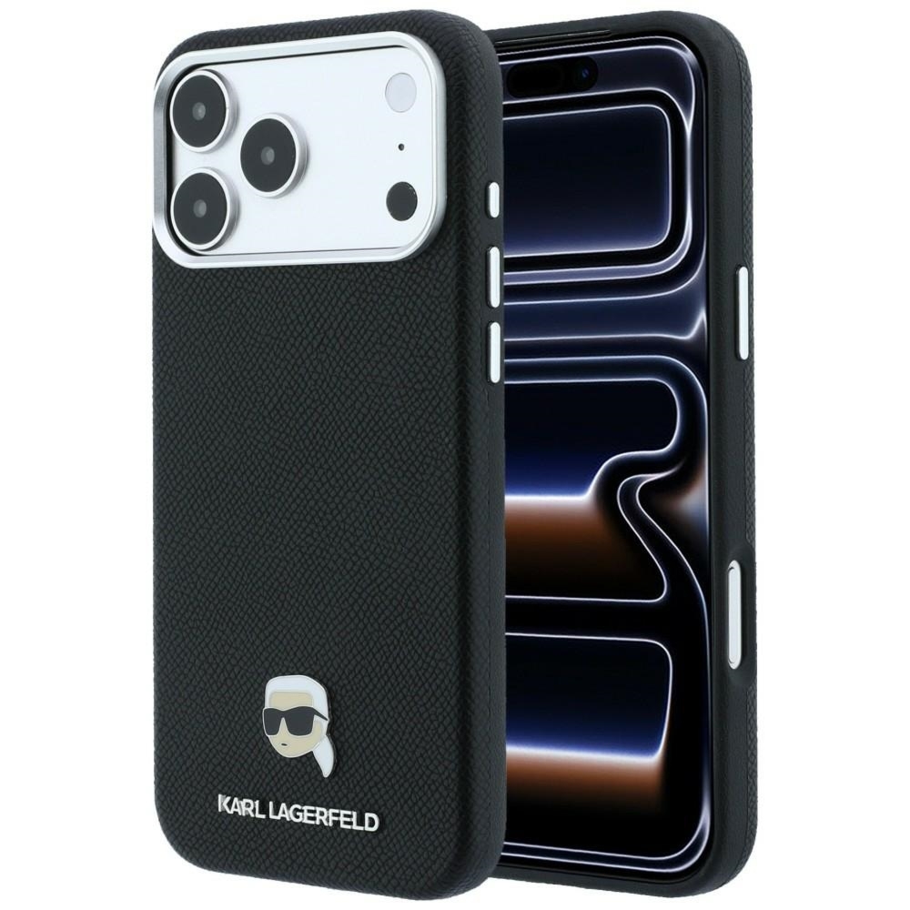 Etui Karl Lagerfeld Grained Karl Head Metal do iPhone 18 Pro Max / 17 Pro Max do MagSafe, czarne