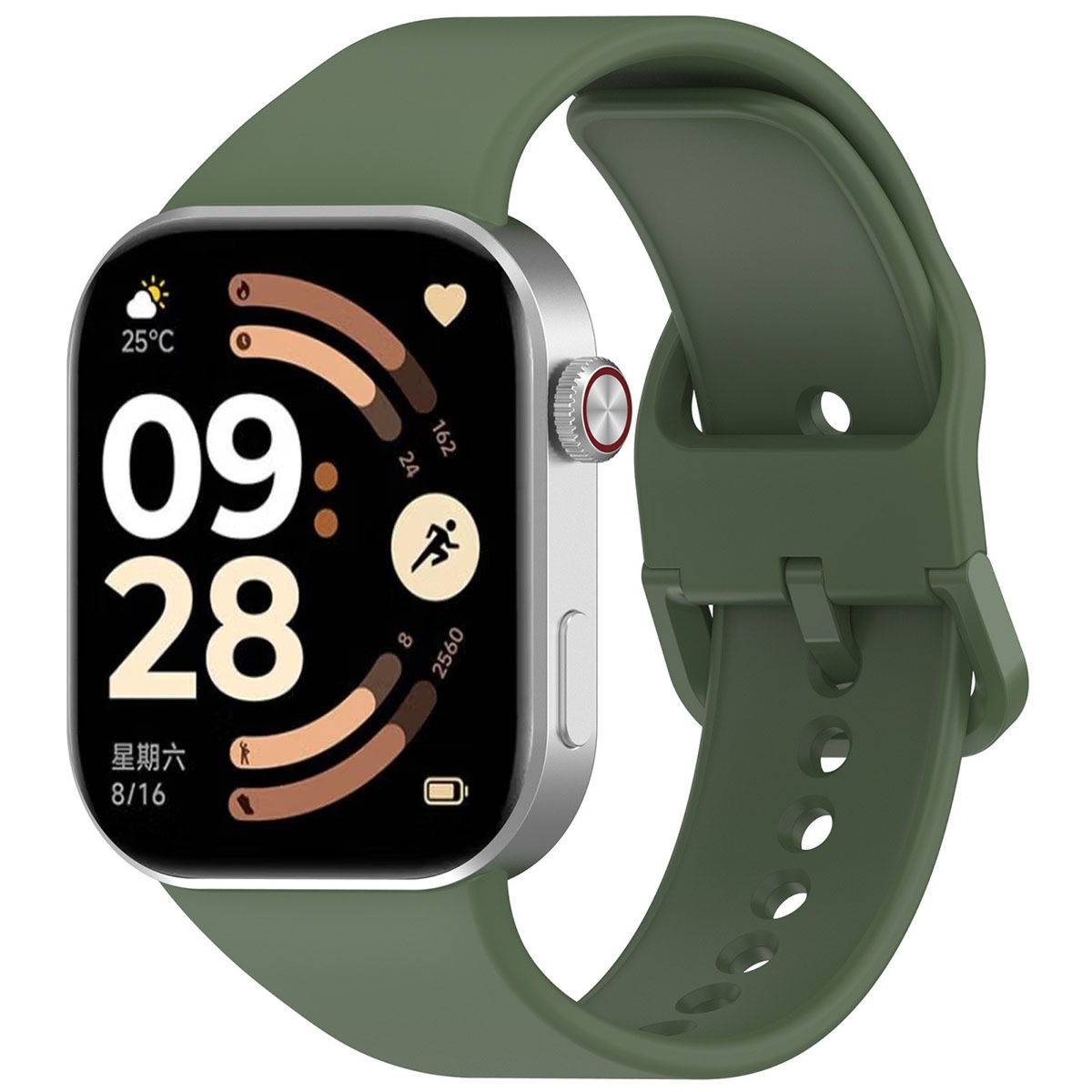 Silikonowy pasek Bizon Strap Watch Silicone do Xiaomi Redmi Watch 6 / 5 / 4 /Smart Band 10 Pro / 9 Pro / 8 Pro, ciemnozielony