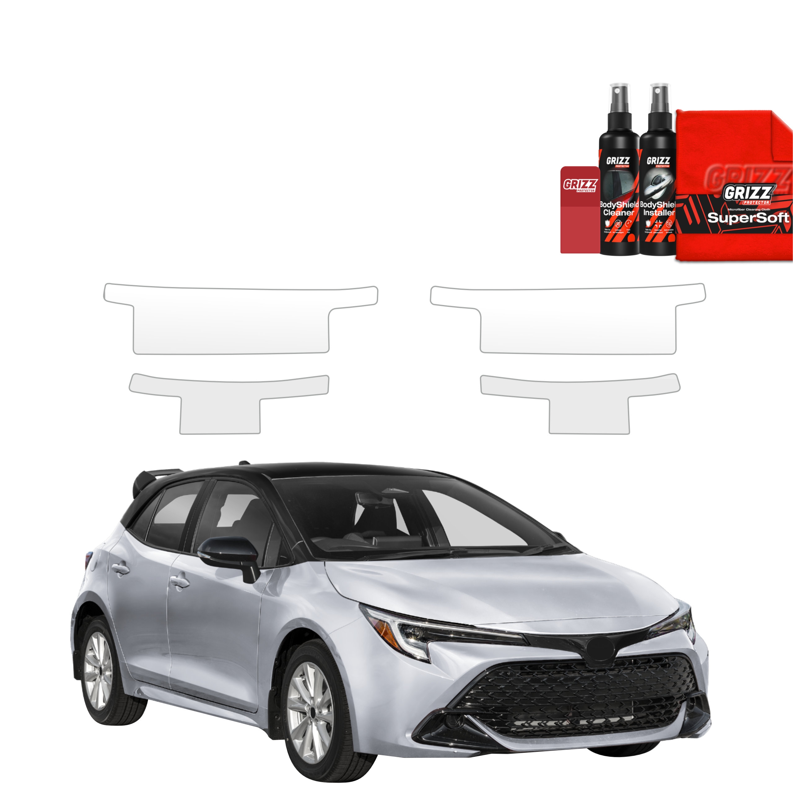 4w1 Bezbarwna folia ochronna Grizz Protector na progi Toyota Corolla Hatchback (2019-2026)