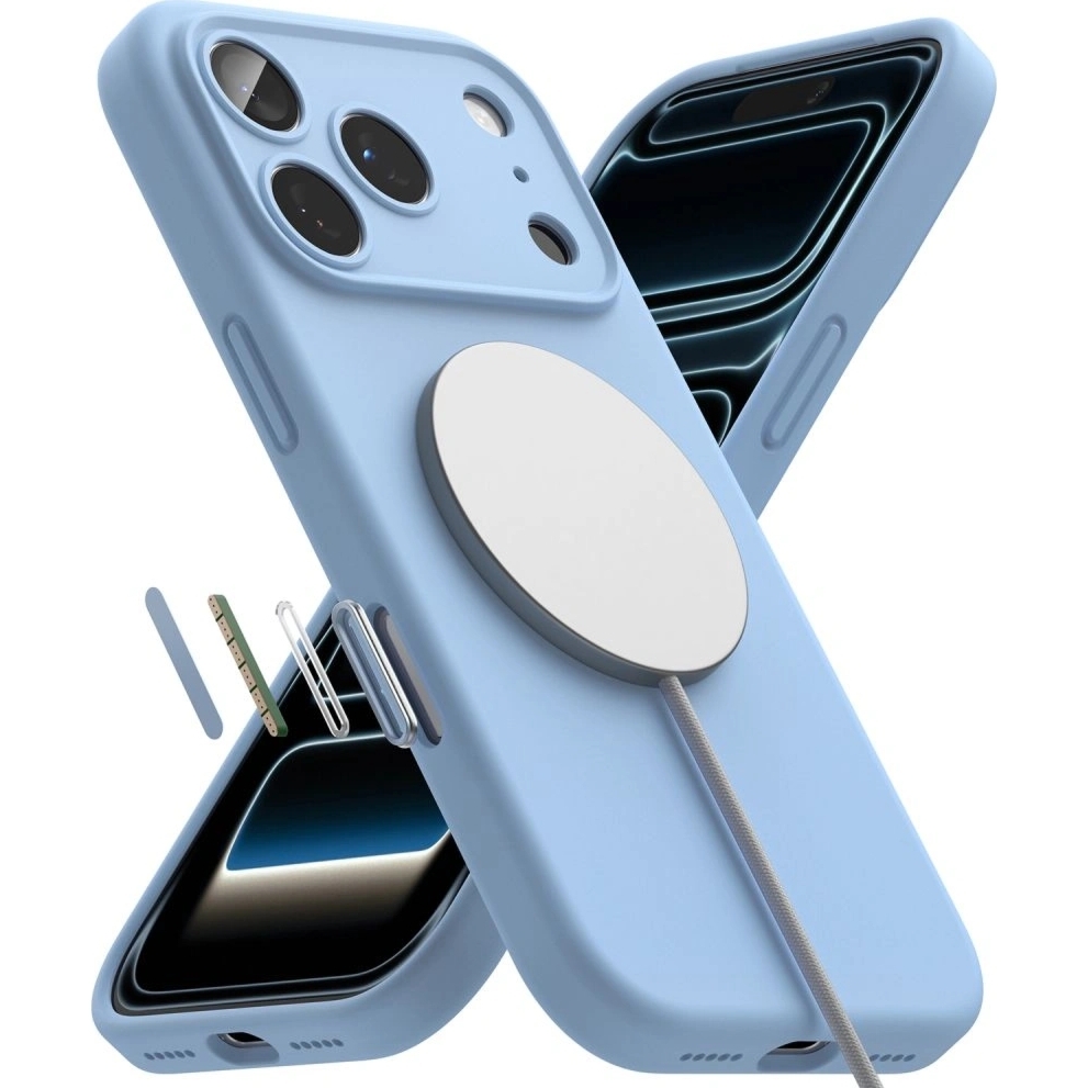 Etui Ringke Silicone Magnetic CC do MagSafe do iPhone 18 Pro Max / 17 Pro Max, jasnoniebieskie