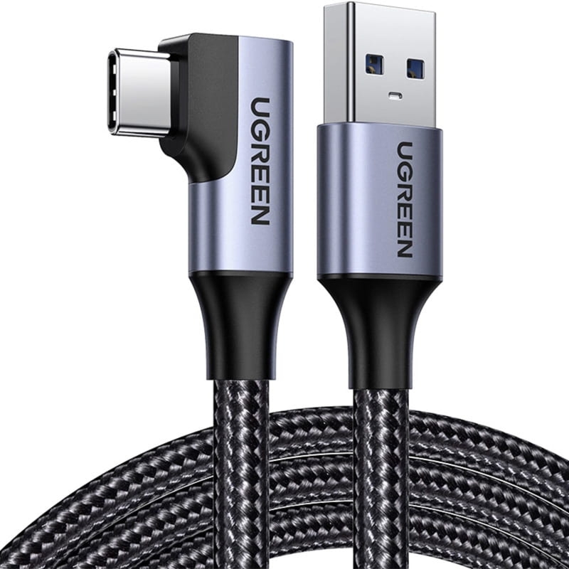 Kabel kątowy (90°) Ugreen US385 USB-A  do USB-C, 5Gb/s, 3A, 1m, czarny