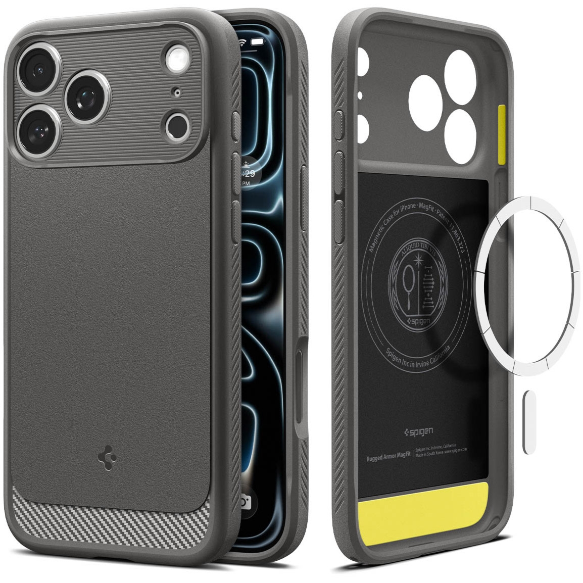 Etui Spigen Rugged Armor Mag do MagSafe do iPhone 18 Pro, szare