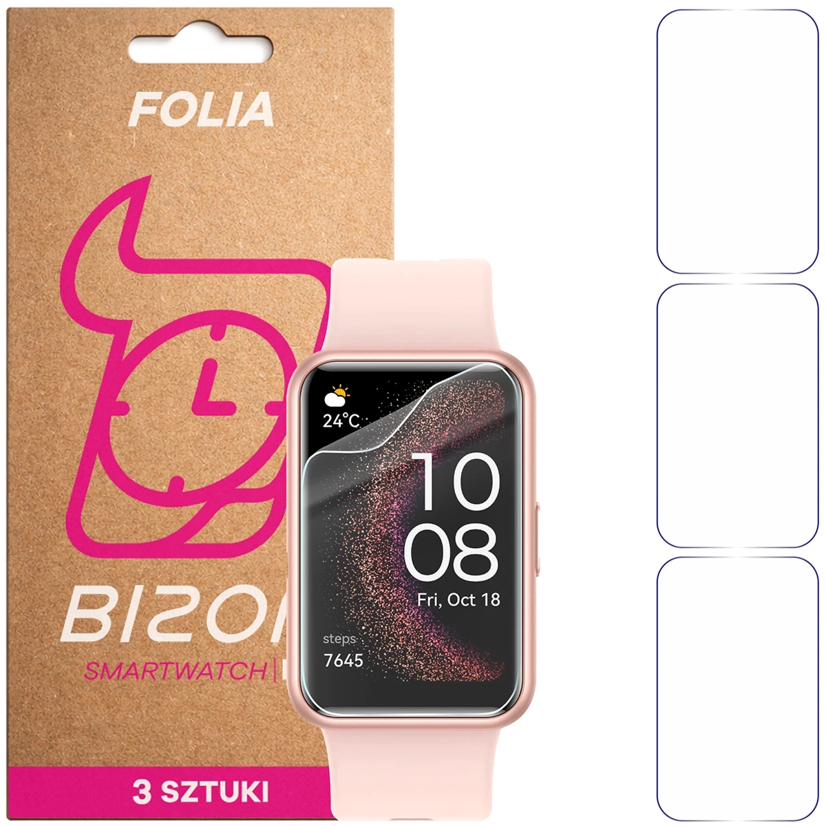 Folia ochronna na ekran zegarka Bizon Watch Film HydroFlex do Huawei Watch Fit SE, 3 sztuki