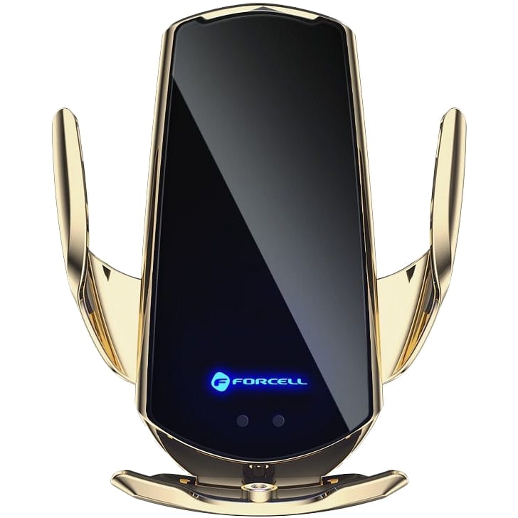 Image of Uchwyt samochodowy z ładowaniem indukcyjnym na kratkę wentylacyjną / szybę / deskę rozdzielczą, Forcell F-Grip HS1, 15W, Qi, USB-C, czerwono-złoty