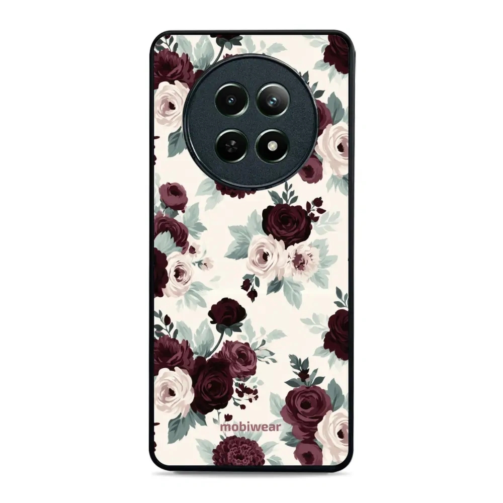 Etui ochronne do realme 12, Mobiwear Glossy Case, róże z szałwią na kremie