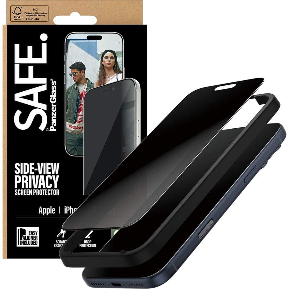 Szkło prywatyzujące z aplikatorem SAFE by PanzerGlass Ultra-Wide Fit Privacy + EasyAligner do iPhone 17 Pro Max